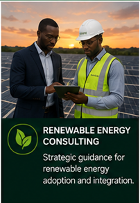 A Helion Dynamics consultant and a site engineer reviewing strategy on a tablet in front of a solar panel array at sunset