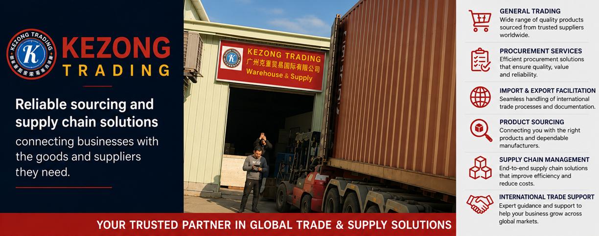 Kezong Trading — your trusted partner in global trade and supply solutions, offering general trading, procurement services, import & export facilitation, product sourcing and international trade support