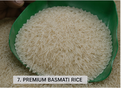 Step 7 — premium Basmati rice grains